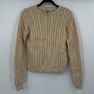 Vintage Lilly Pulitzer Cable Knit Cotton Sweater Women's Cream Size Medium